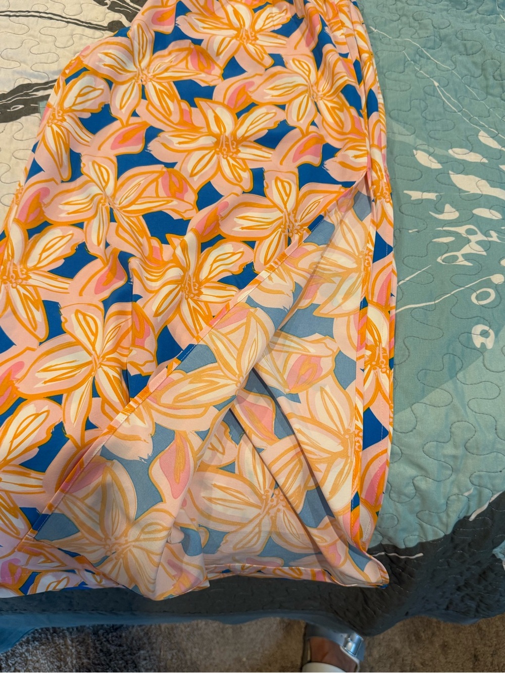 Wide-Leg Floral Print Pants in Blue, Pink & Yellow - Picture 5 of 5